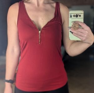 Dynamite Rich Red Zip-Front Tank Top